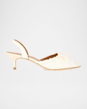 STAUD Alba Satin Ballet Slingback Pumps - Metallic