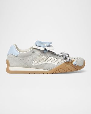 Fendi Wave Pulse Mixed-Media Low-Top Sneakers - Gray