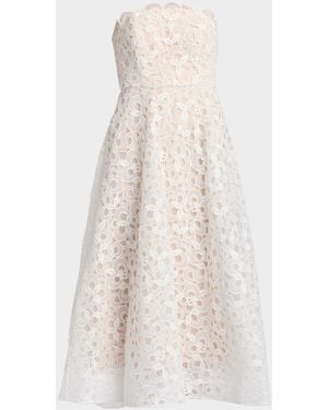 MILLY Petunia Strapless Embroidered Lace Gown - White