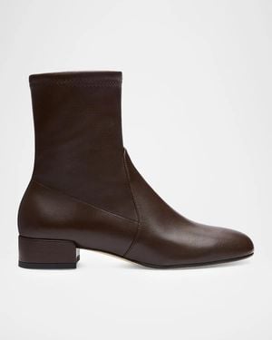 Stuart Weitzman 25Mm Bacari Stretch Leather Ankle Boots - Brown