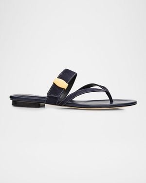 Veronica Beard Salva Dash Suede Thong Sandals - Blue