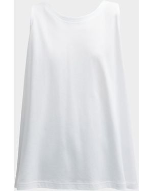 Eskandar A-Line Round-Neck Long Shell Top - White