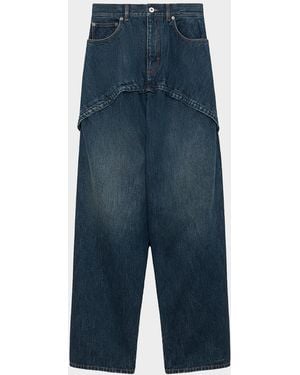 Loewe Layered Wide-Leg Jeans - Blue