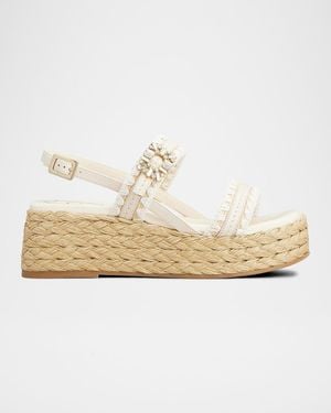 Roger Vivier Summer Strass Platform Espadrille Sandals - Metallic