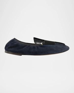 KHAITE Zoe Patchwork Leather Loafers - Blue