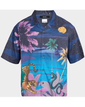 Ksubi Apos;S Moonlight Cotton Short-Sleeve Shirt - Blue