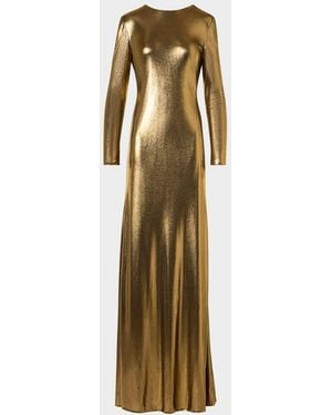 Akris Lurex Viscose Long-Sleeve Gown - Metallic