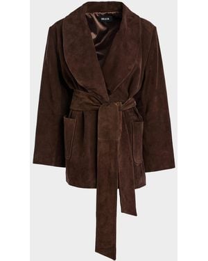 SER.O.YA Chandra Suede Wrap Jacket - Brown