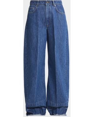 Givenchy Raw Edge Released Hem Wide-Leg Jeans - Blue