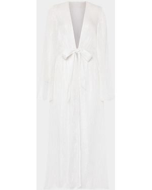 MILLY Vince Pinstriped Cover-Up Robe - White