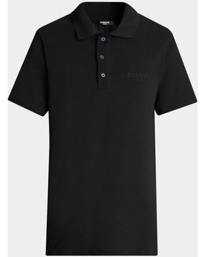 Balmain Apos;S Embroidered Vintage-Logo Cotton Polo Shirt - Black
