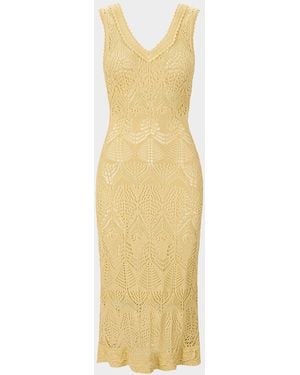 STAUD Roan Pointelle-Knit Maxi Dress - Metallic