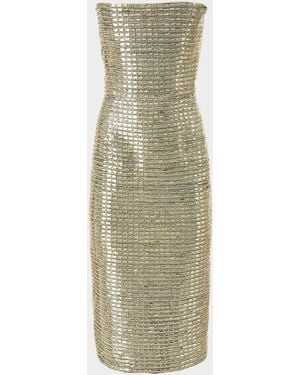 Carolina Herrera Strapless Embellished Midi Dress - Green