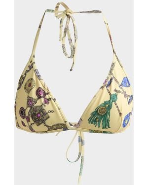 Versace Broken Jewels Printed Swim Top - Metallic