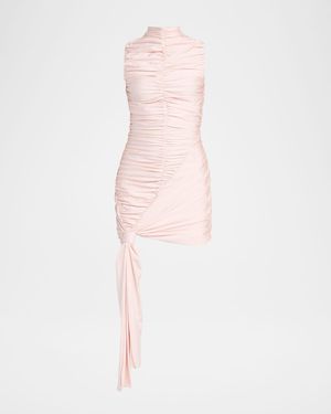 Et Ochs Caspar Ruched Mock-Neck Jersey Mini Dress - Pink