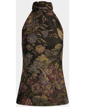 Ralph Lauren Chilton Floral Jacquard Top - Brown