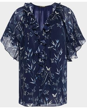 Kobi Halperin Prism Floral-Print Ruffle Blouse - Blue