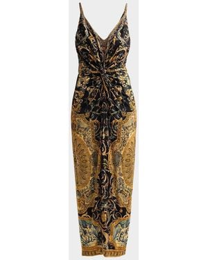 CAMILLA Museum Memoirs Twist Front Maxi Dress - Metallic