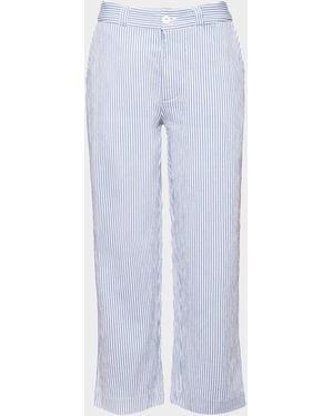 Frances Valentine Coleman Cropped Striped Seersucker Pants - Blue