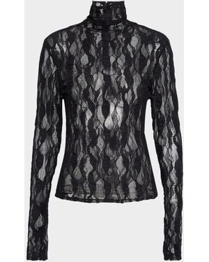 Ulla Johnson Ulyssa Lace Mesh Turtleneck - Black