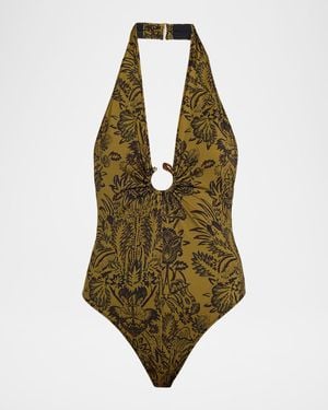 Ulla Johnson Milos Halter One-Piece Swimsuit - Green