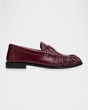 Saint Laurent Le Leather Ysl Penny Loafers - Red