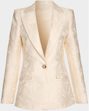Ramy Brook Alani Floral Jacquard Blazer - Natural