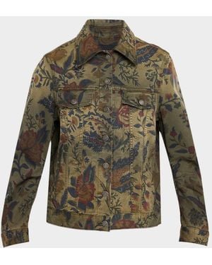 Cout de la Liberte Floral Trucker Jacket - Green