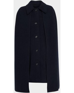 TOTEME Single-Breasted Wool Boucle Cape Coat - Blue