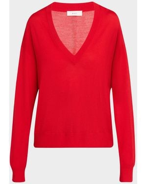A.L.C. Nicole Wool V-Neck Sweater - Red