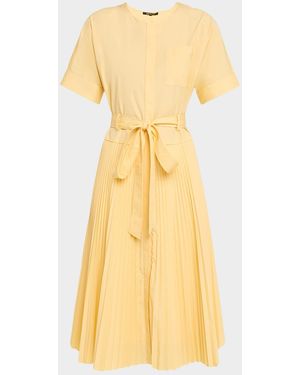 Kobi Halperin Loretta Cotton-Blend Tie-Waist Shirtdress - Yellow