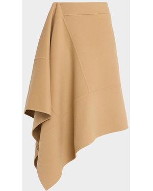 Michael Kors Asymmetric Wool Midi Skirt - Natural