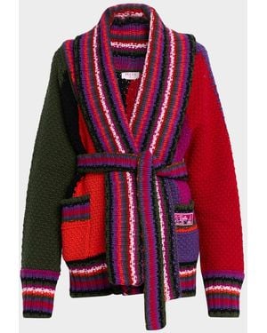 PUCCI Colorblock Belted Wrap Cardigan - Red