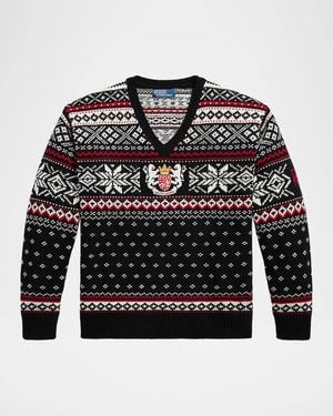 Polo Ralph Lauren Apos;S Embroidered Wool Sweater - Black