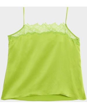 SABLYN Haya Silk Lace-Trim Top - Green