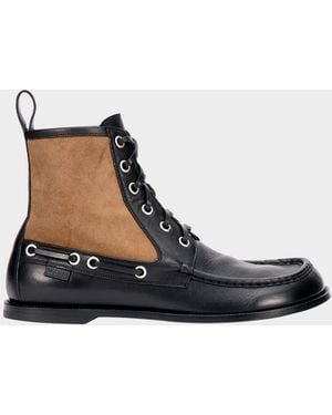 Loewe Apos;S Campo Leather And Suede Lace-Up Boots - Black