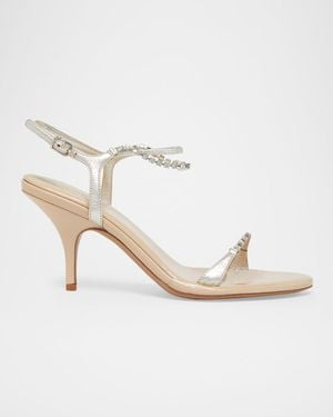Chloé 75Mm Zia Embellished Leather Sandals - White