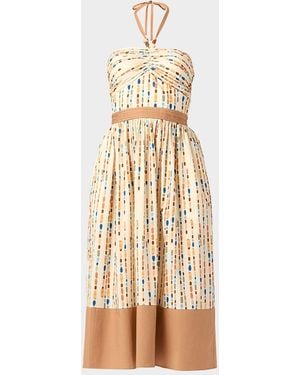 Shoshanna Serene Strapless A-Line Midi Dress - Natural