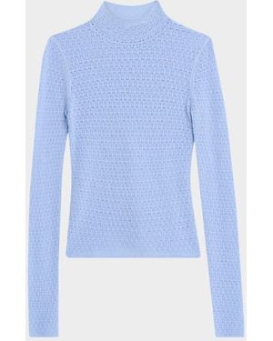 SABLYN Lace Mock-Neck Top - Blue