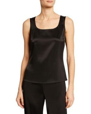 St. John Liquid Satin Tank Top - Black