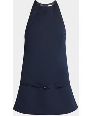 Courreges Belted Twill A-Line Minidress - Blue