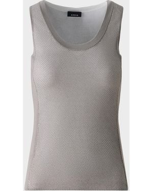 Akris Two-Tone Grid Knit Tank Top - Gray