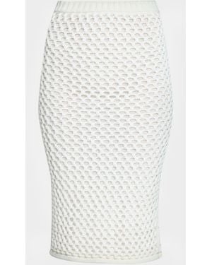 DIOTIMA Spice Crystal Striped Crochet Knit Midi Skirt - White