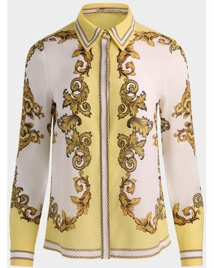 Alice + Olivia Willa Placket Top - Metallic
