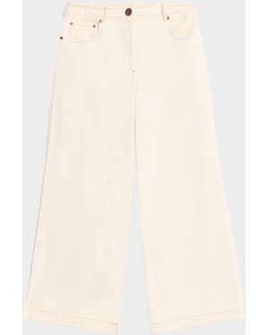 Toccin Blaire Wide-Leg Cotton Denim Weekend Pants - Natural