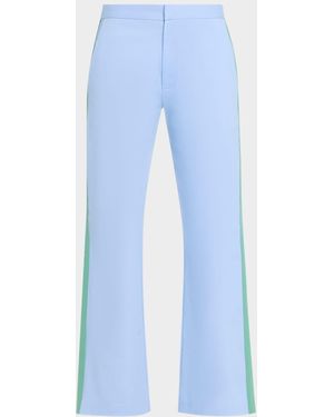 Cynthia Rowley Grosgrain-Trim Cotton Flare Pants - Blue
