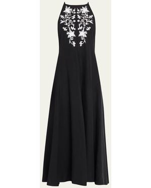 Kobi Halperin Regina Embroidered Maxi Dress - Black