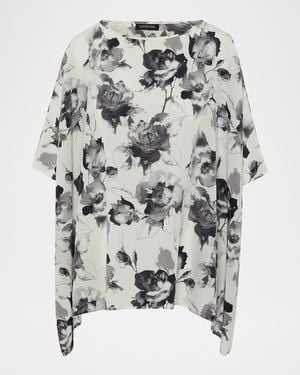 Eskandar Floral-Print Silk Chiffon Blouse - Gray