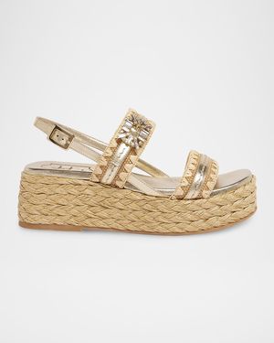 Roger Vivier Summer Strass 60Mm Espadrille Platform Sandals - Metallic