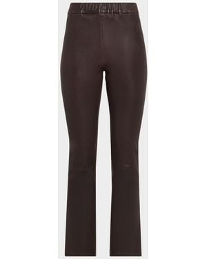 Arma River Leather Kickflare Crop Pants - Brown